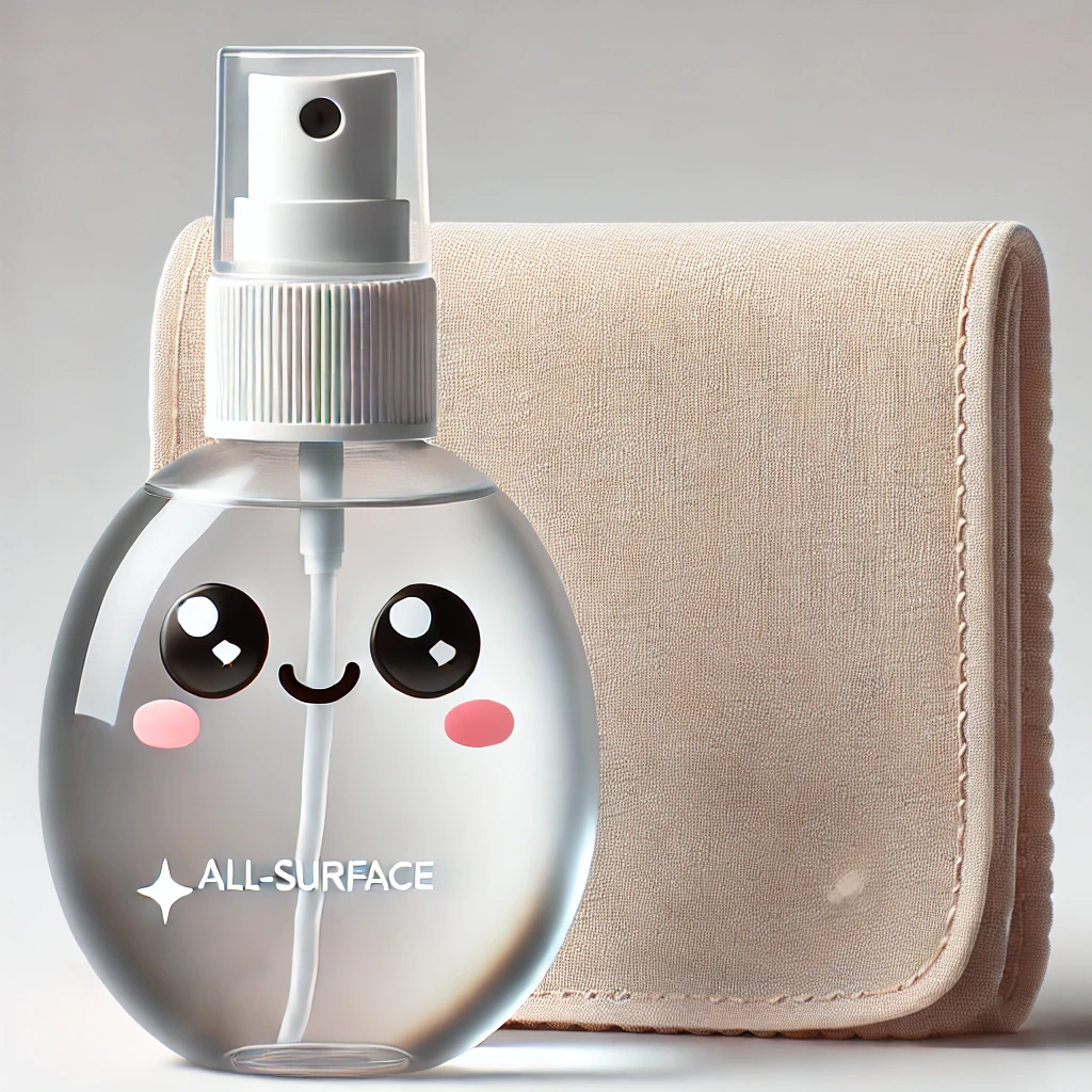 empty all-surface spray bottle with cute face