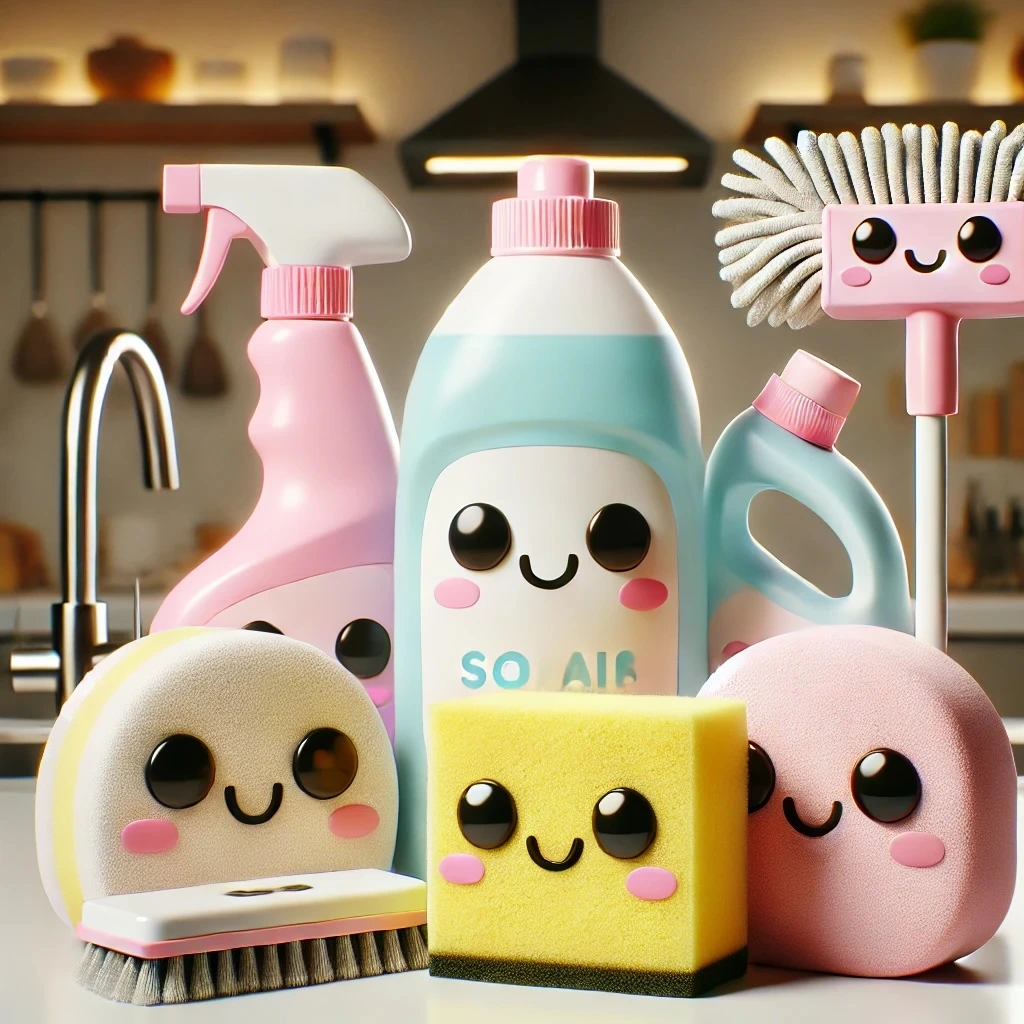 Cleaning products with cute faces